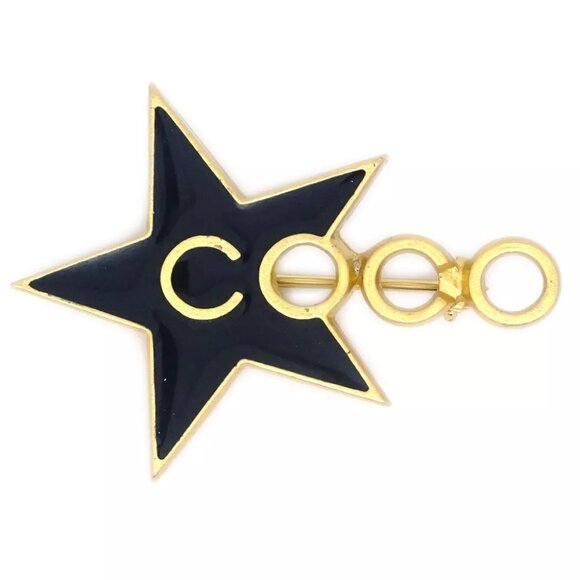 Chanel Star COCO Brooch Pin Black 01P 142881 - Picture 1 of 4